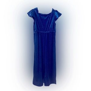 Beautiful, Glittery Polka dot and blue velvet Girl’s Size 6x Jumpsuit, NWT